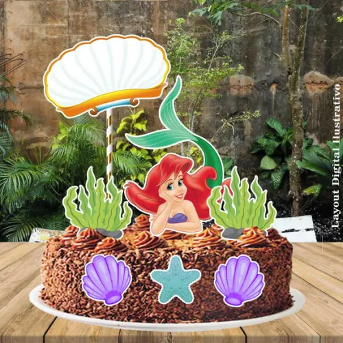 Topo de Bolo Ariel Sereia - Ref 0139 Arquivo Digital