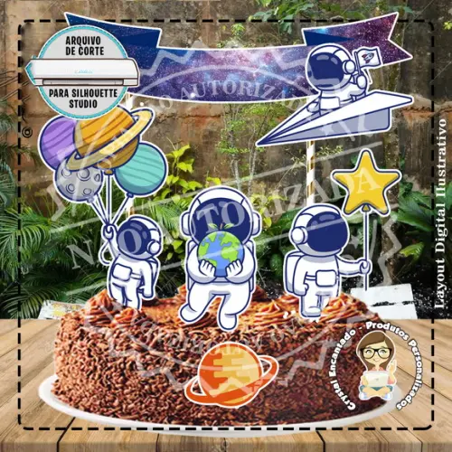 Topo de Bolo Astronauta - Ref 0161 Arquivo Digital