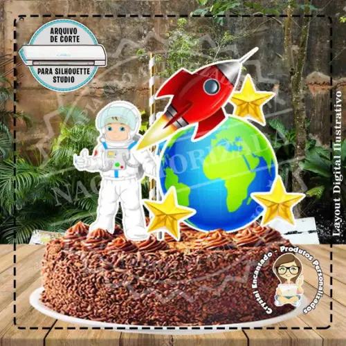 Topo de Bolo Astronauta - Ref 0159 Arquivo Digital
