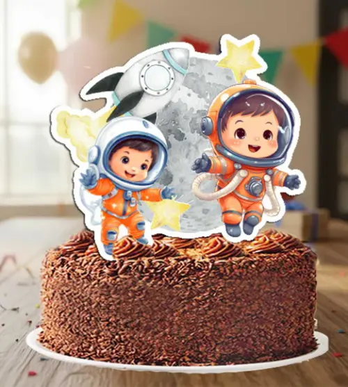 Topo de Bolo Astronauta 2 Meninos - 6929 Arquivo Digital