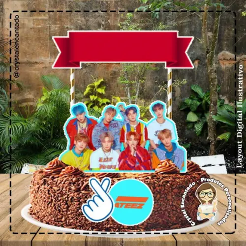 Topo de Bolo Ateez - Ref 0168 Arquivo Digital