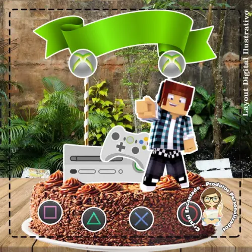 Topo de Bolo Authentic Games - Ref 0173 Arquivo Digital