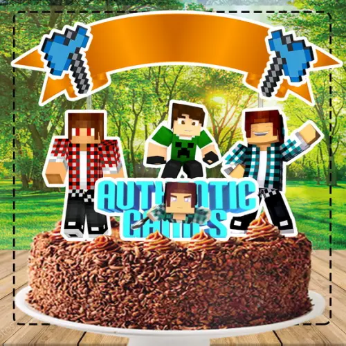 Topo de Bolo Authentic Games - Ref 0174 Arquivo Digital