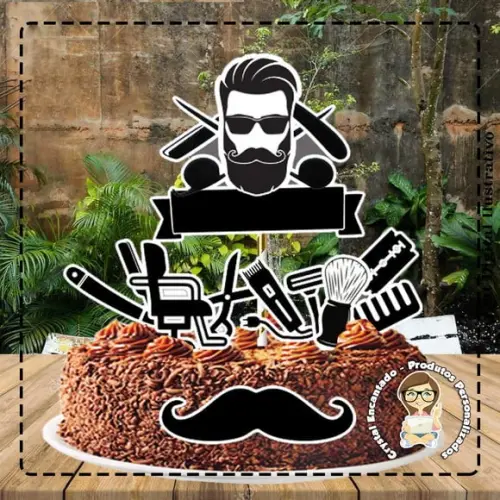 Topo de Bolo Barbearia - Ref 0240 Arquivo Digital