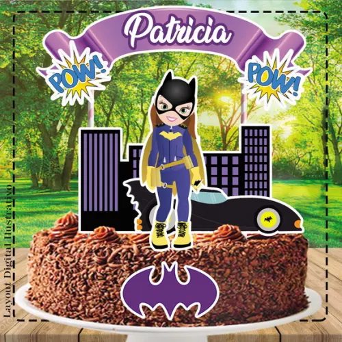 Topo de Bolo Batgirl - Ref 0253 Arquivo Digital