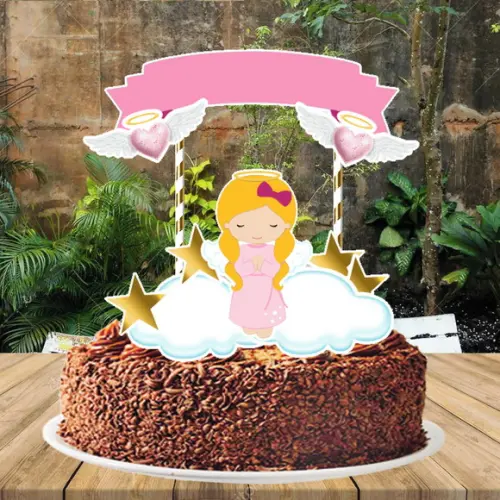 Topo de Bolo Batizado Menina - Ref 2610 Arquivo Digital