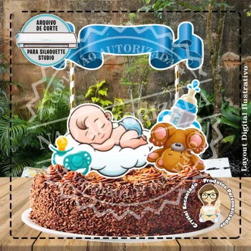 Topo de Bolo Bebe Menino - Ref 0184 Arquivo Digital