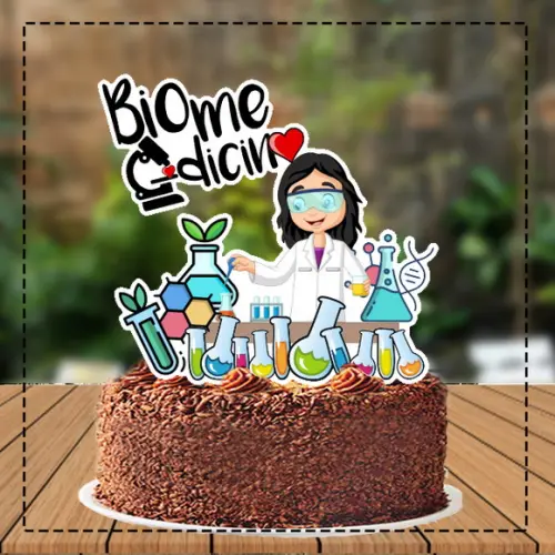 Topo de Bolo Biomedicina Mulher 5126 Arquivo Digital