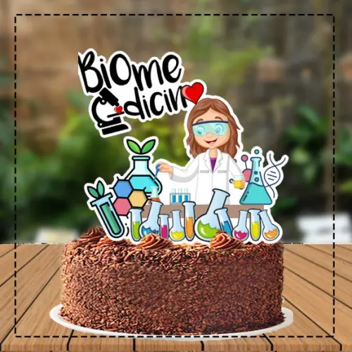 Topo de Bolo Biomedicina Mulher 5127 Arquivo Digital