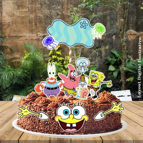 Topo de Bolo Bob Esponja - Ref 0448 Arquivo Digital