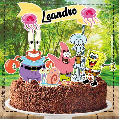 Topo de Bolo Bob Esponja - Ref 0447 Arquivo Digital