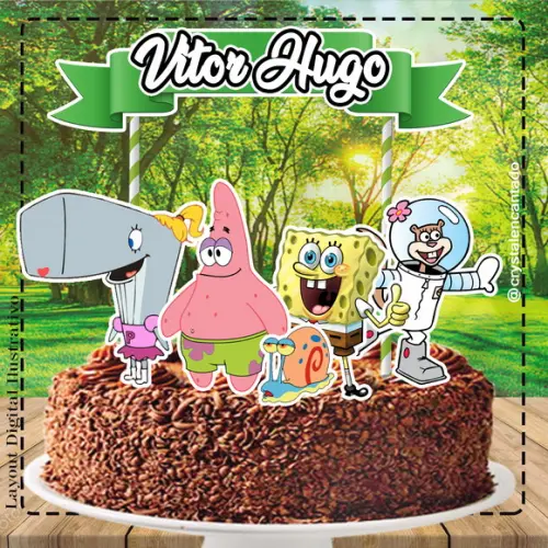 Topo de Bolo Bob Esponja - Ref 0450 Arquivo Digital