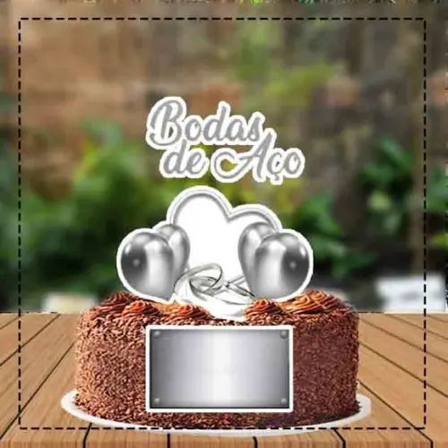 Topo de Bolo Bodas de Aço - Ref 1498 Arquivo Digital