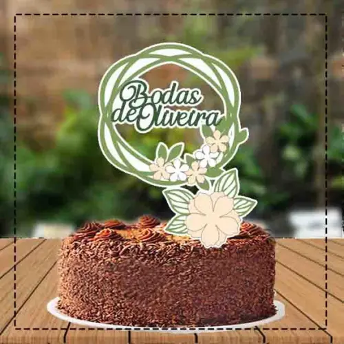 Topo de Bolo Bodas de Oliveira - Ref 3872 Arquivo Digital