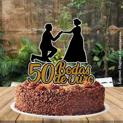 Topo de Bolo Bodas de Ouro - Ref 0462 Arquivo Digital