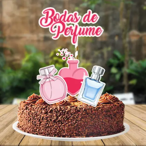Topo de Bolo Bodas Perfume - Ref 0463 Arquivo Digital