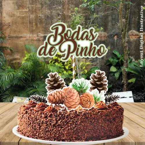 Topo de Bolo Bodas Pinho - Ref 0465 Arquivo Digital