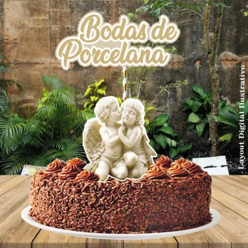 Topo de Bolo Bodas Porcelana - Ref 0468 Arquivo Digital