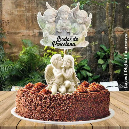 Topo de Bolo Bodas Porcelana - Ref 0467 Arquivo Digital