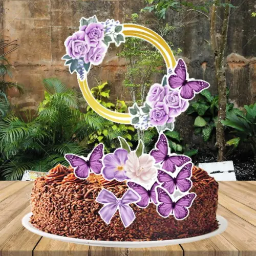 Topo de Bolo Borboletas Lilas - Ref 2943 Arquivo Digital
