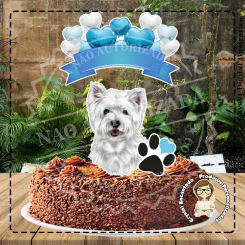 Topo de Bolo Cachorro Westie - Ref 2979 Arquivo Digital