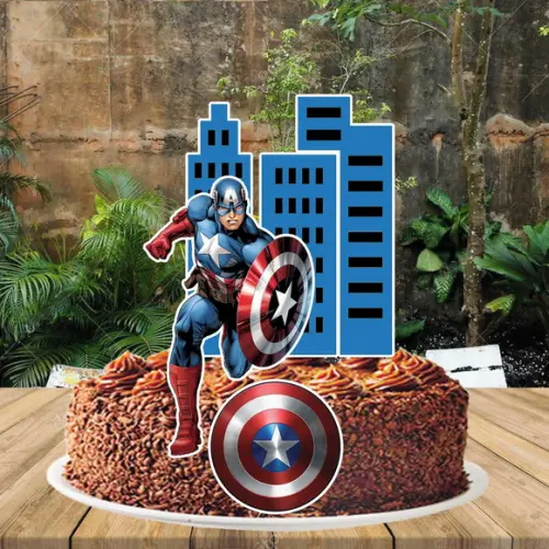 Topo de Bolo Capitao America - 2505 - Arquivo Digital