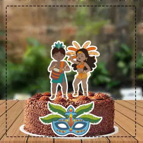 Topo de Bolo Carnaval Fantasia - 1505 Arquivo Digital