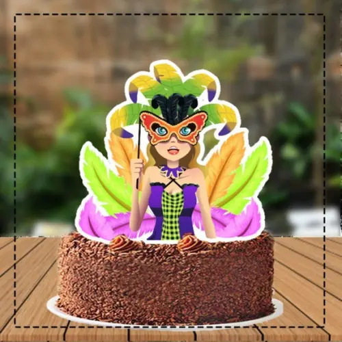 Topo de Bolo Carnaval Fantasia Mulher - 5470 Arquivo Digital