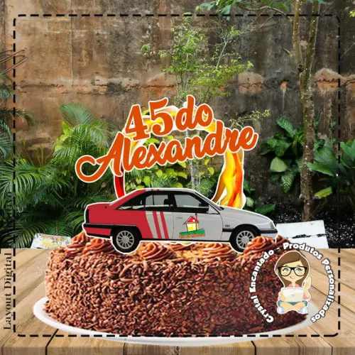 Topo de Bolo Carro Roda de Fogo - Ref 1401 Arquivo Digital