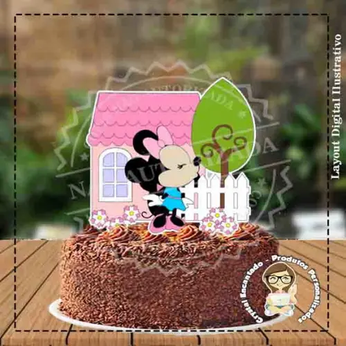 TOPO DE BOLO CASINHA MINNIE - REF 3451 ARQUIVO DIGITAL