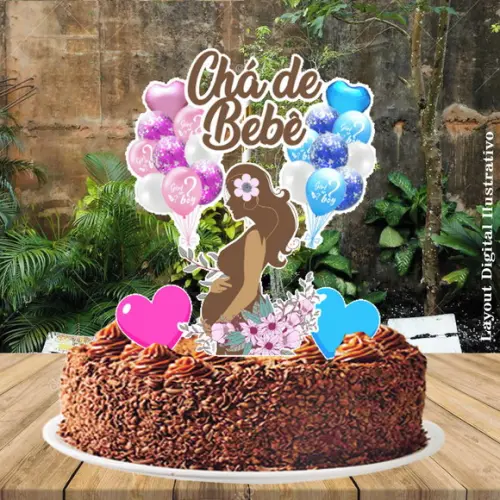 Topo de Bolo Cha de Bebe - 0381 Arquivo Digital