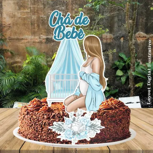 Topo de Bolo Cha de Bebe Menino - 0619 Arquivo Digital