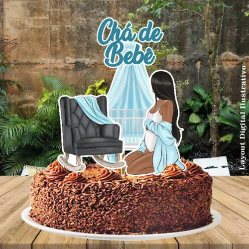 Topo de Bolo Cha de Bebe Menino - 0620 Arquivo Digital