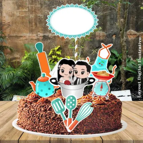 Topo de Bolo Cha de Panela - 0633 Arquivo Digital