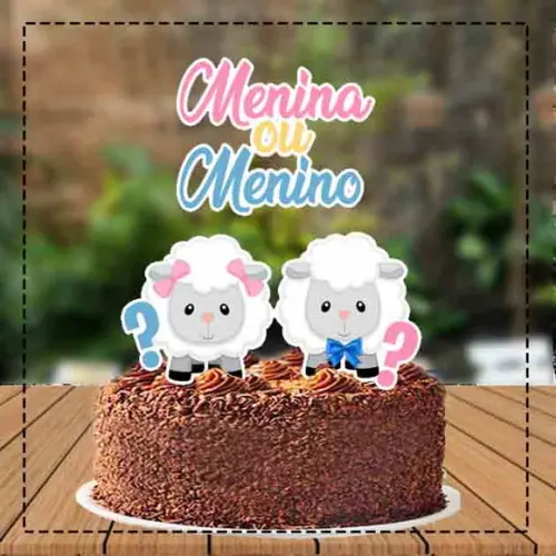Topo de Bolo Cha Revelaçao Ovelha Ref 3895 - Arquivo Digital