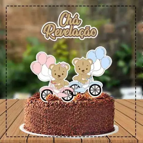 Topo de Bolo Cha Revelaçao Ursinhos - 1571 Arquivo Digital