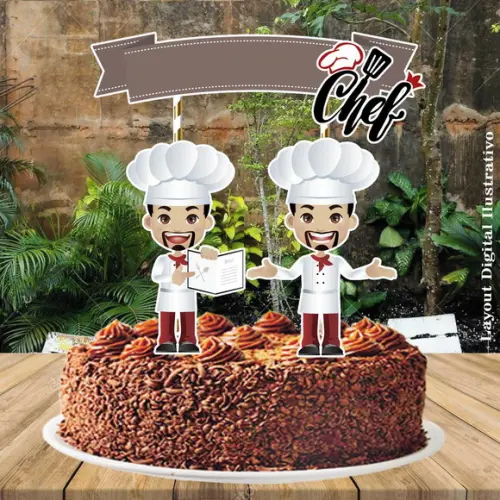 Topo de Bolo Chef - 0707 Arquivo Digital