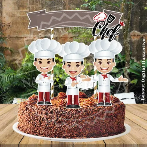 Topo de Bolo Chef - 2875 Arquivo Digital