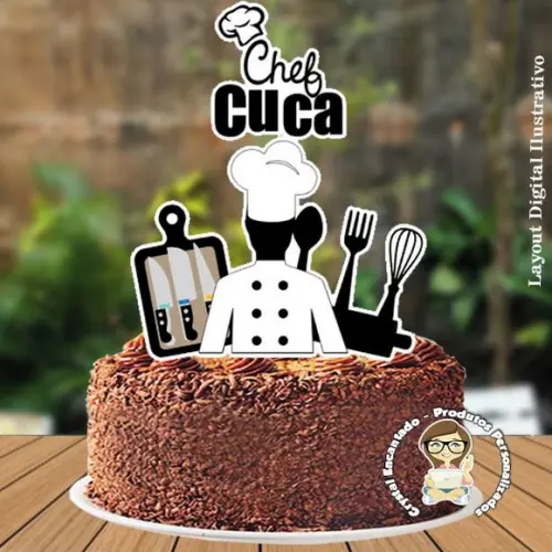 Topo de Bolo Chef Cozinha - 3165 Arquivo Digital