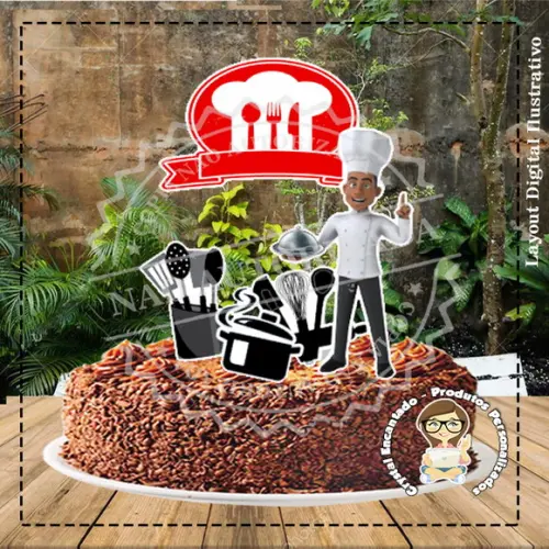 Topo de Bolo Chef Cozinha - 3122 Arquivo Digital