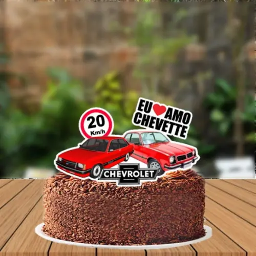 Topo de Bolo Chevette Vermelho - Ref 3979 Arquivo Digital