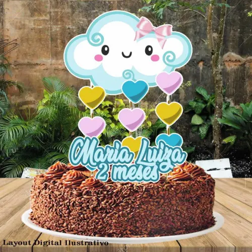 Topo de Bolo Chuva de Amor - 0660 Arquivo Digital