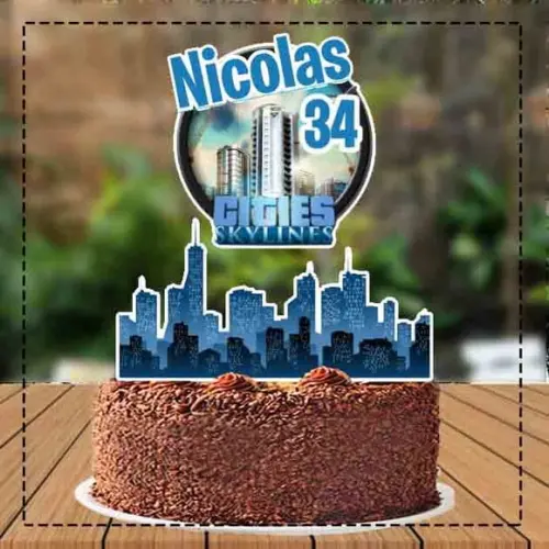 Topo de Bolo Citie Skyline - 1496 Arquivo Digital