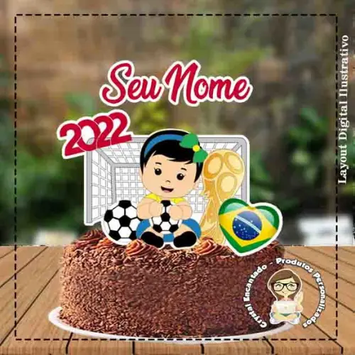 Topo de Bolo Copa 2022 Menina - Ref 3900 Arquivo Digital