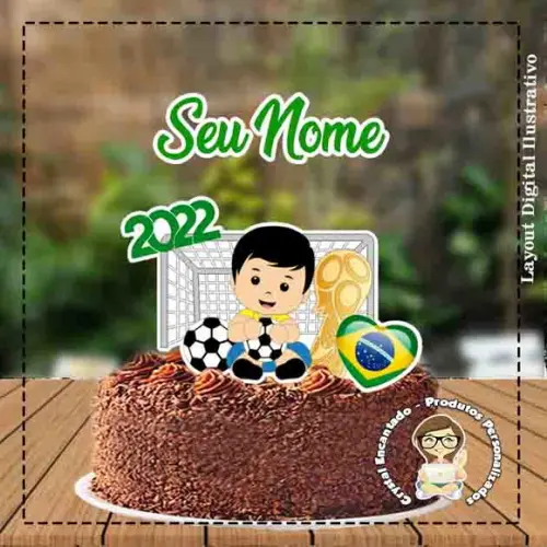 Topo de Bolo Copa 2022 Menino - Ref 3899 Arquivo Digital