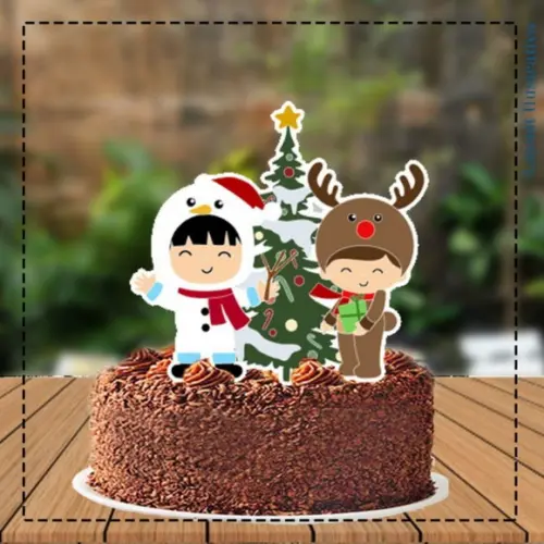 Topo de Bolo Crianças Fantasia Natal - 5352 Arquivo Digital