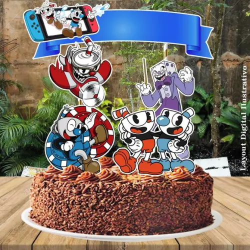 Topo de Bolo Cuphead - 0793 Arquivo Digital