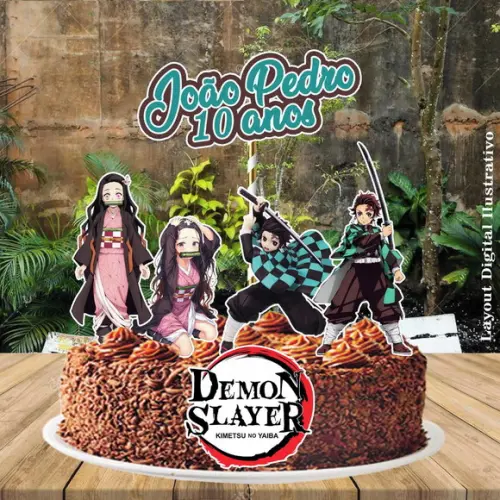 Topo de Bolo Demon Slayer - 0506 Arquivo Digital