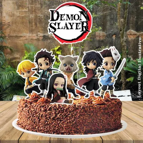 Topo de Bolo Demon Slayer - 0508 Arquivo Digital