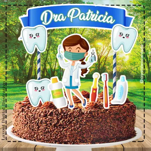 Topo de Bolo Dentista - 0846 Arquivo Digital